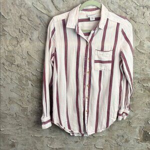 Liz Claiborne Striped Button Down Shirt - Red and White Worn 1x Sz S cowboy